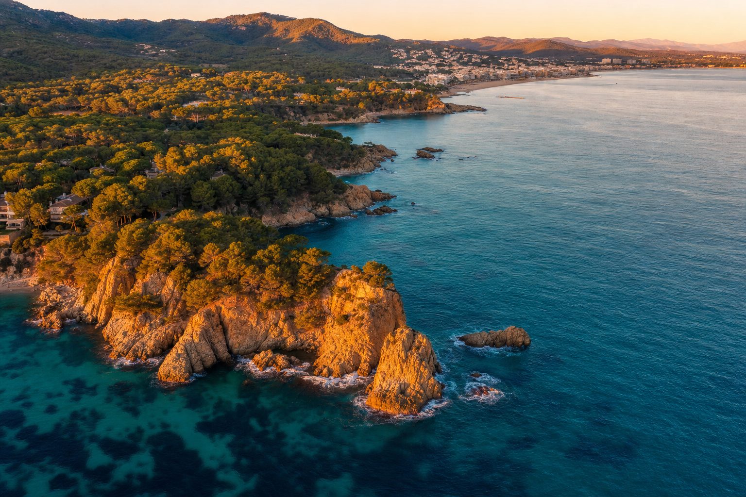 Sant Antoni de Calonge seafront promenade at dusk